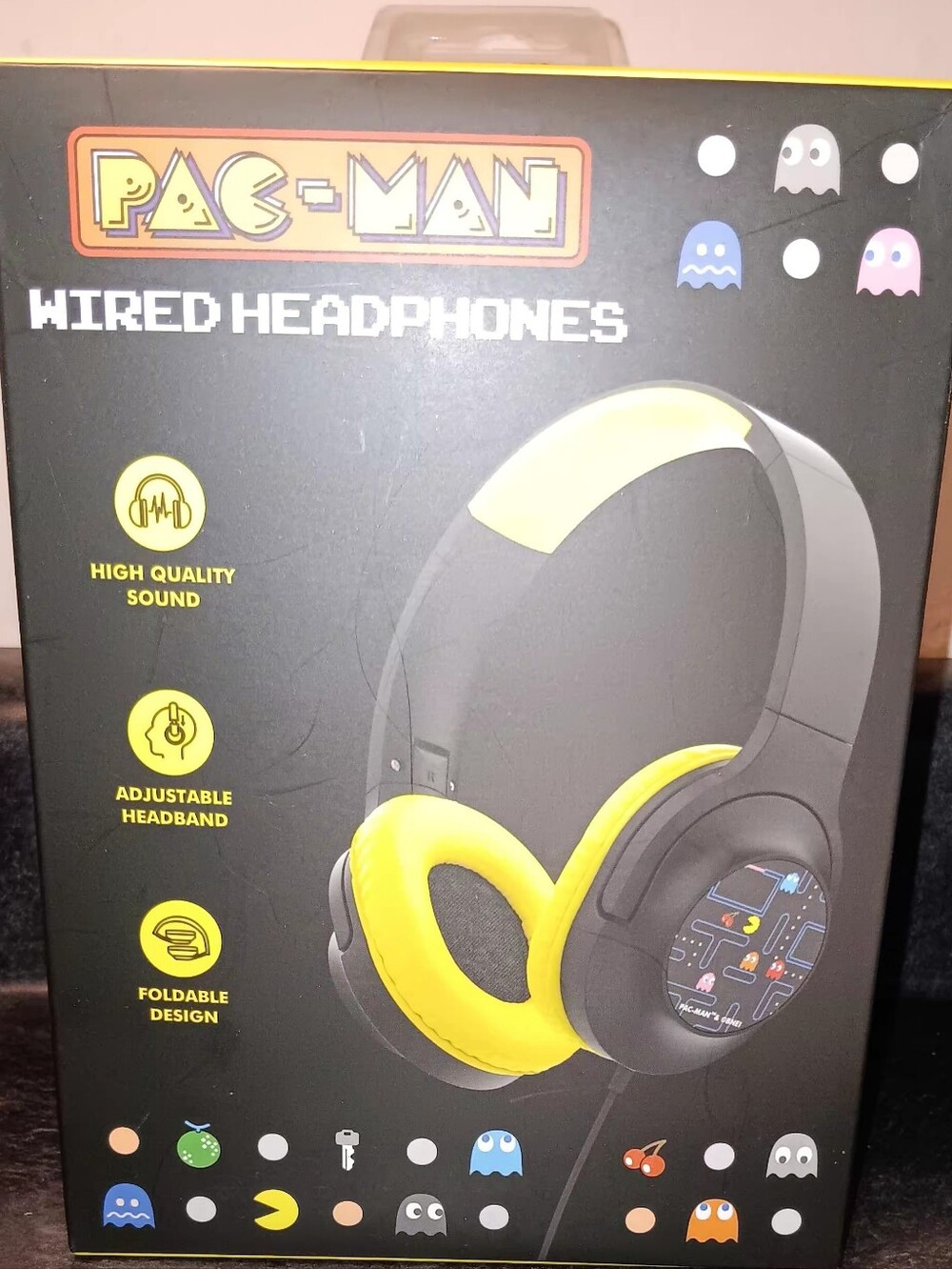 Pac-Man Wired Over-Ear Headphones — Yellow and Black